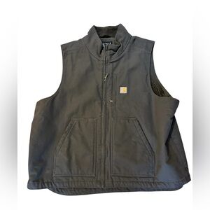 Carhartt Dark Gray Fleece Lined Vest with Logo Size 2XL